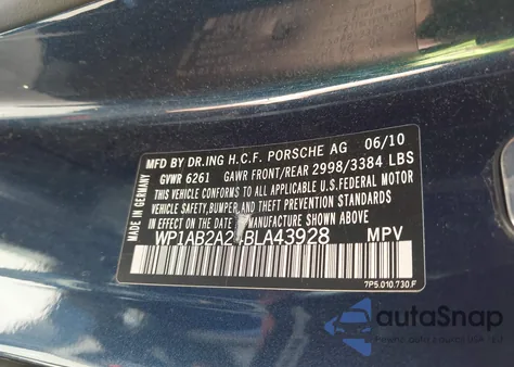 2011 Porsche Cayenne S z USA, uszkodzony, nr VIN WP1AB2A24BLA43928